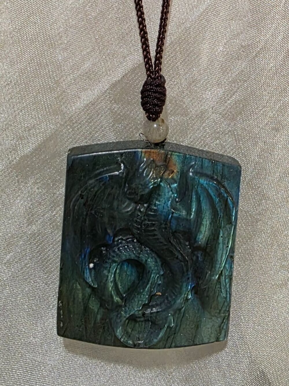 Natural Labradorite dragon pendant